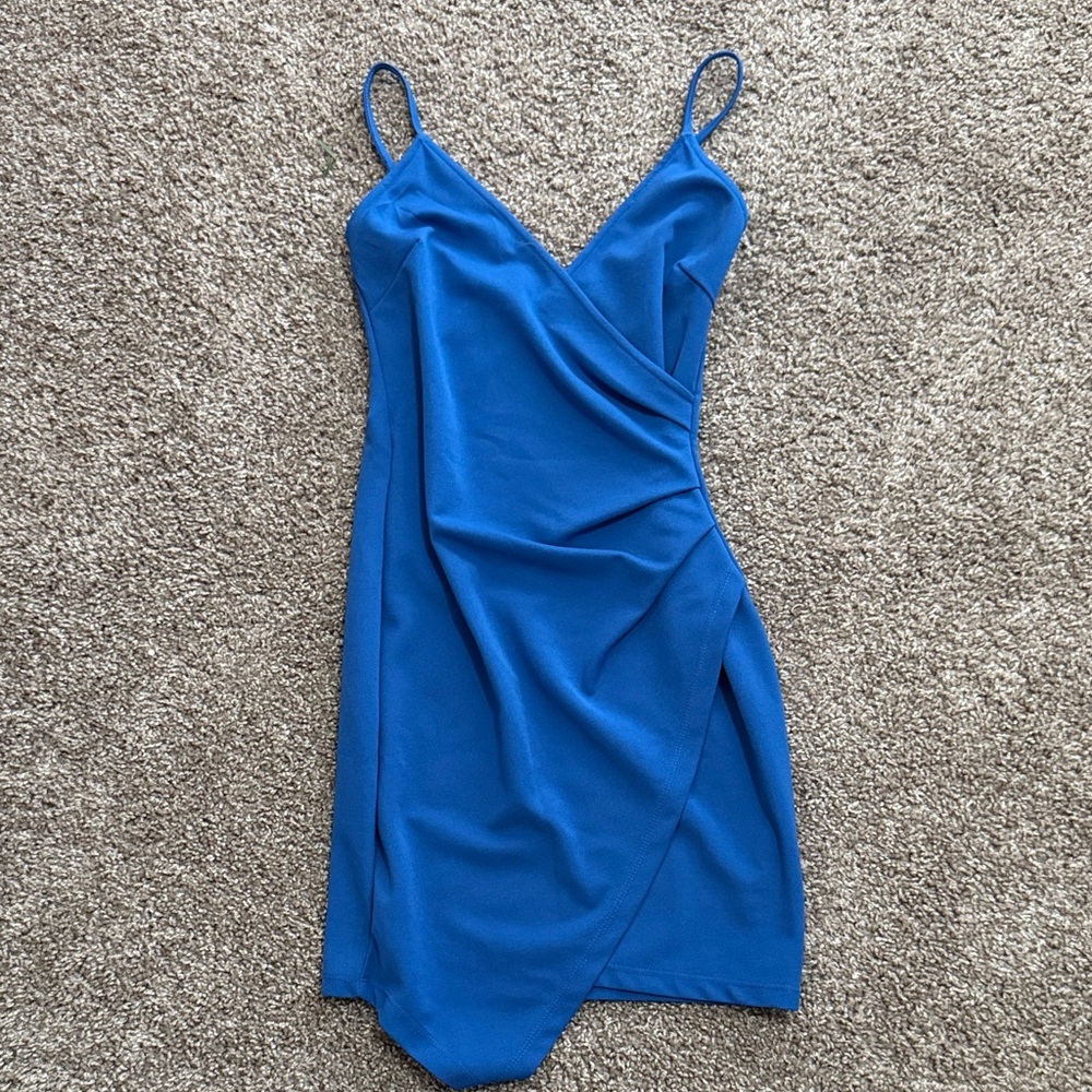 Elegant Blue Wrap Dress